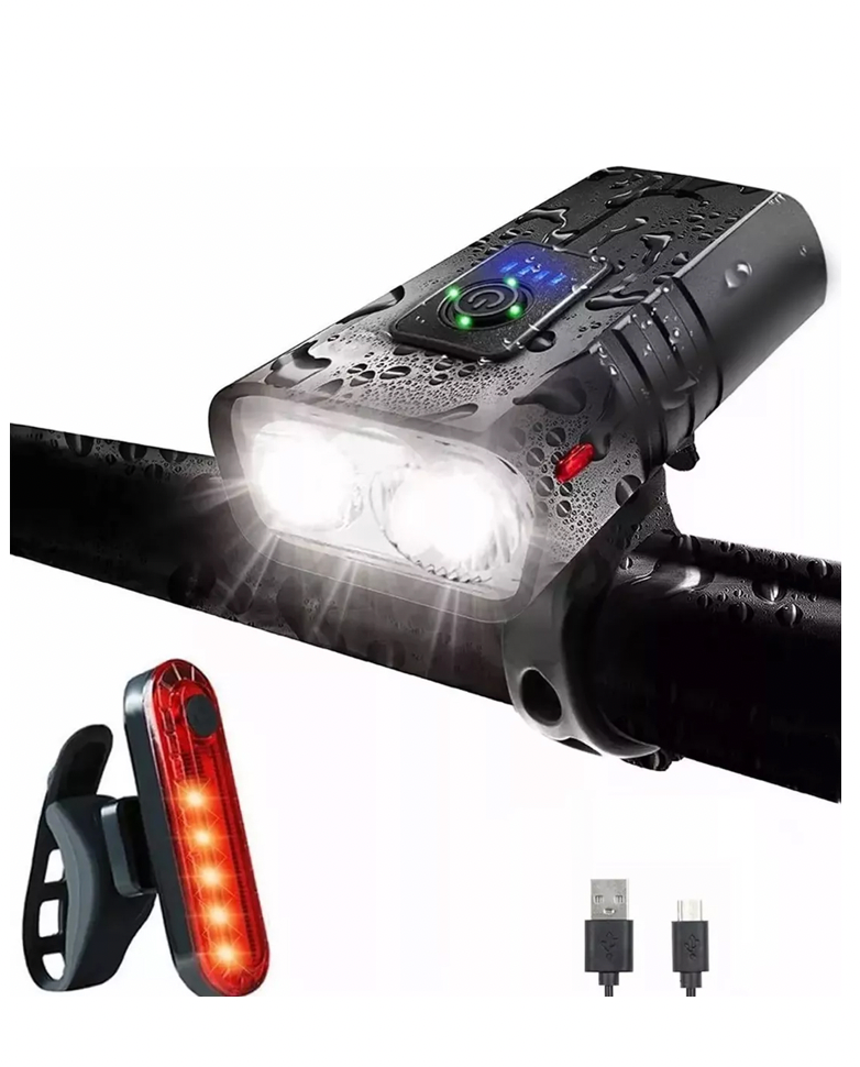 Luz Bicicleta Usb Recargable Delantera Y Traser Ipx6